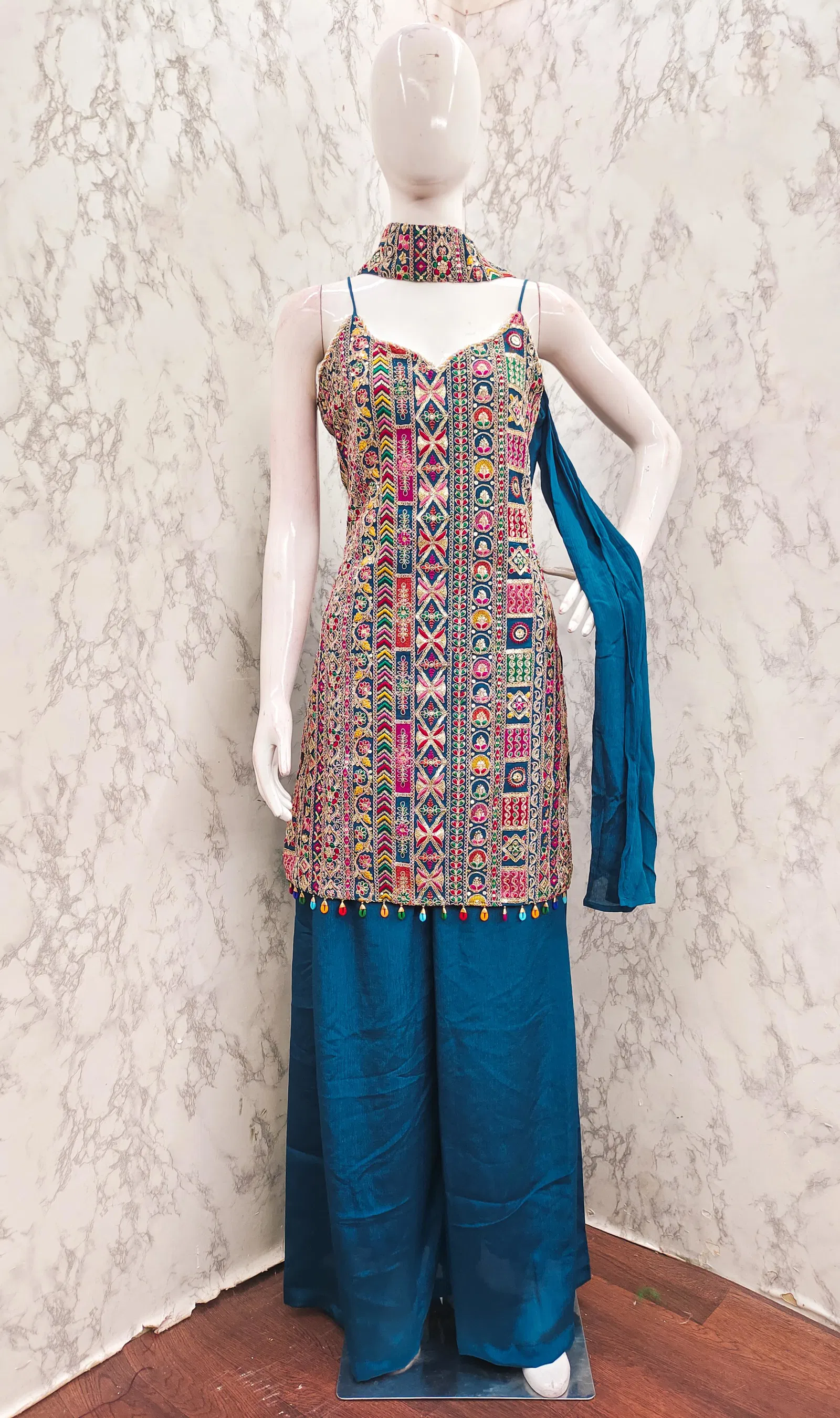 Tt 008 A to D Heavy Chinon Embroidery Readymade Suits Suppliers In India